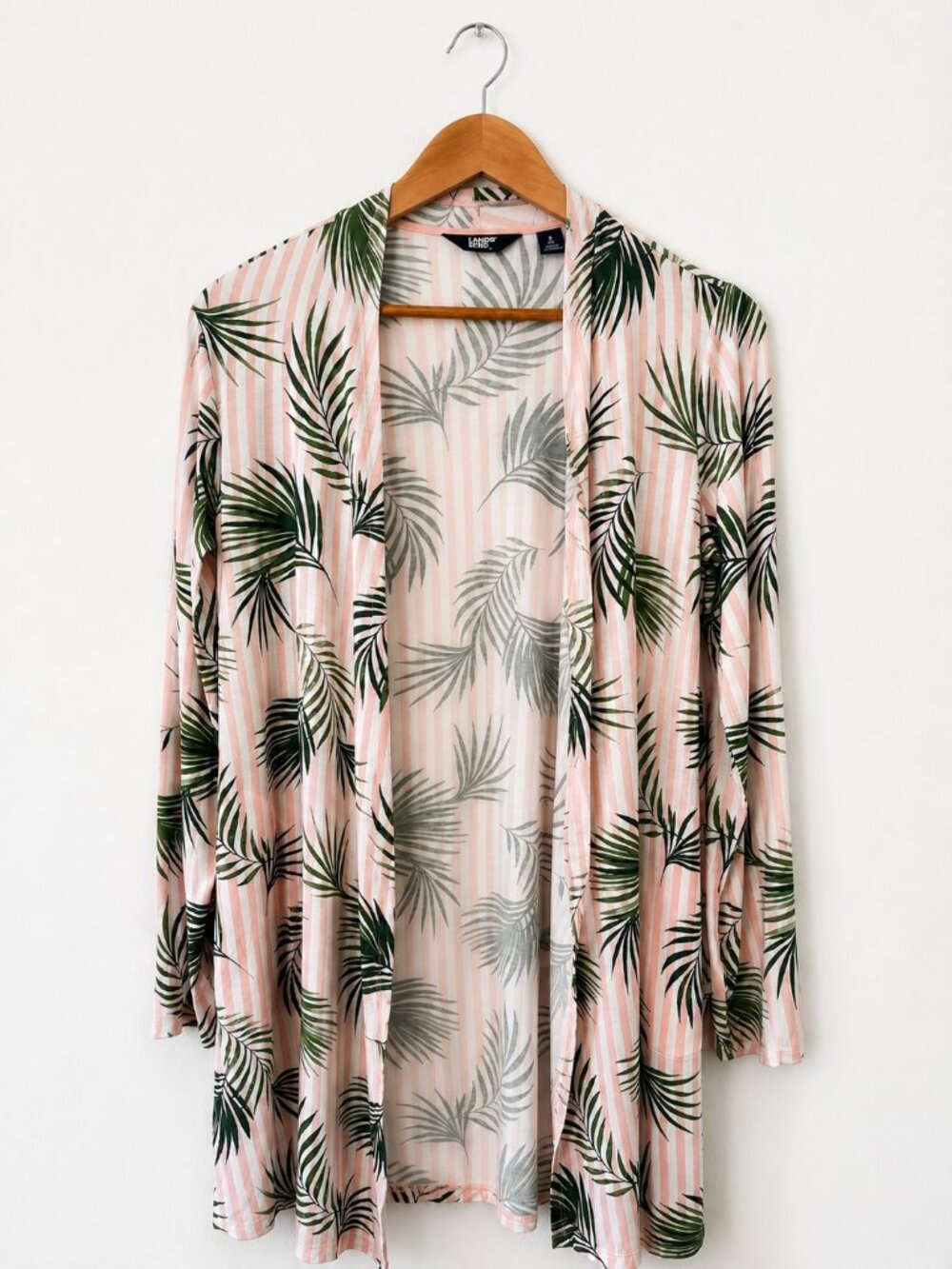Lands’ End Palm Print Open Front Cardigan Cover-Up Size‎ S Tropical Coastal